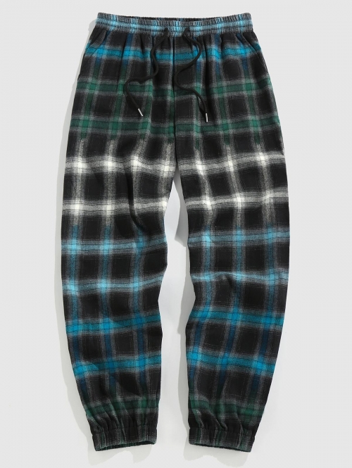 ZAFUL Men's ZAFUL Ombre Plaid Print Jogger Pants L