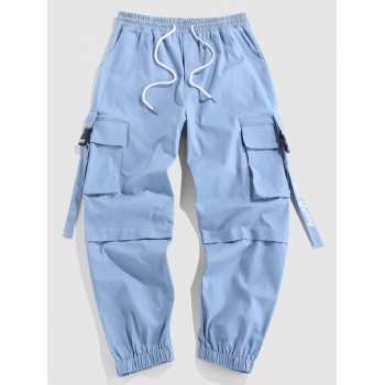 ZAFUL Men's ZAFUL Letter Print Cargo Techwear Pants Xxl Light blue