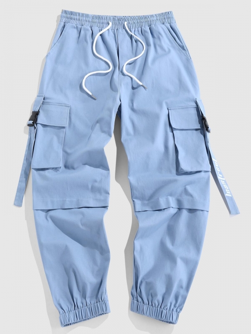 ZAFUL Men's ZAFUL Letter Print Cargo Techwear Pants Xxl Light blue