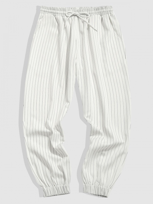 ZAFUL Men's ZAFUL Pinstripes Print Jogger Pants Xxl White