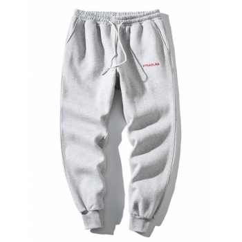 ZAFUL Men's Embroidery Letter Drawstring Jogger Sweatpants L Light gray