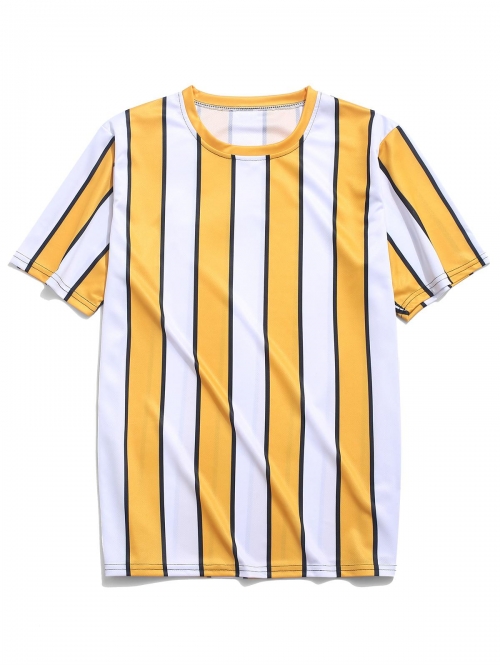 Blokecore Color Block Vertical Striped Print T-shirt