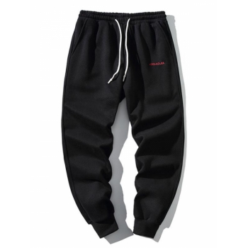 ZAFUL Men's Embroidery Letter Drawstring Jogger Sweatpants S Black