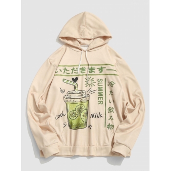 ZAFUL Men's Cartoon Drink Print Japanese Graphic Hoodie 2xl Light yellow