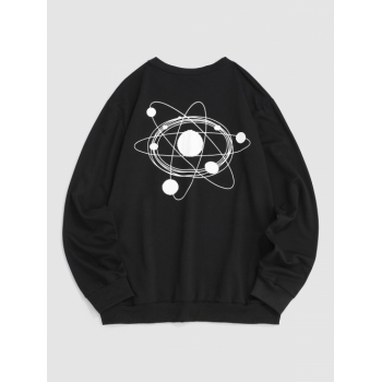 ZAFUL Men's Galaxy Planet Drawing Graphic Sweatshirt L Black