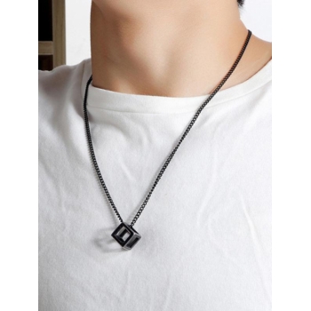 Minimalist Hollow Cube Pendant Necklace