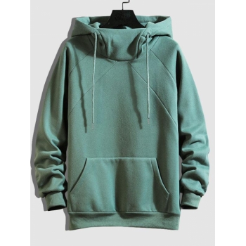 ZAFUL Men's Raglan Sleeve Solid Color Hoodie S Greenish blue