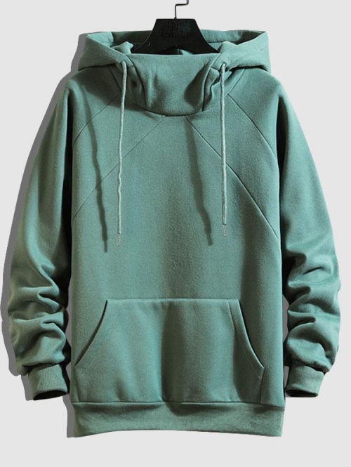 ZAFUL Men's Raglan Sleeve Solid Color Hoodie S Greenish blue