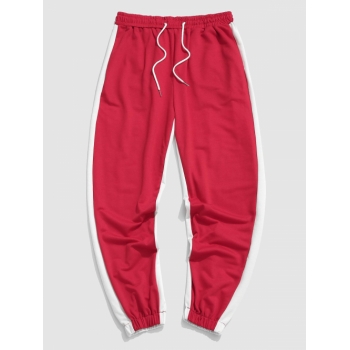 ZAFUL Men's Two Tone Drawstring Tapered Sports Sweatpants L Red