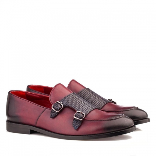 Men`s Double Buckle Loafers Marco Burgundy