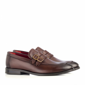 Men`s Double Buckle Loafers Alessandro Brown