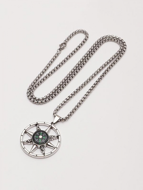 Compass Pendant Chain Necklace