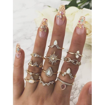 12-piece Teardrop Diamante Ring Set