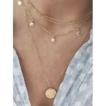 Layered Disc Chain Necklace For Women