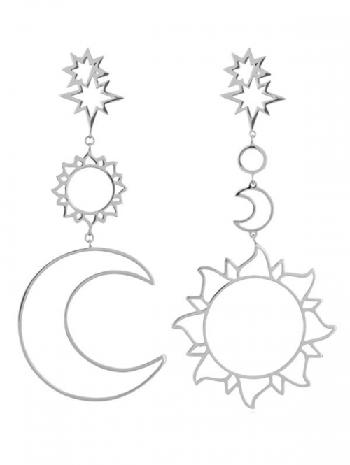 Cute Earrings Sun Moon Hollow Dangle Earrings By ZAFUL