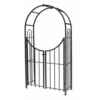 Panacea Arched Top Garden Arch with Gate (Black)