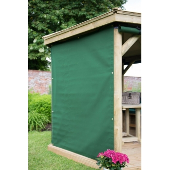 Forest Garden 4m Hexagonal Wooden Garden Gazebo Curtains - Green