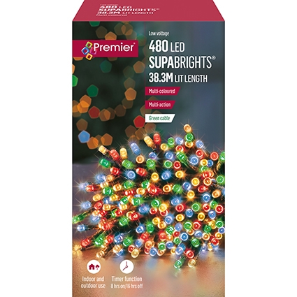 Premier Supabright Multi Action 48m LED Christmas Lights (Multi-Colour)