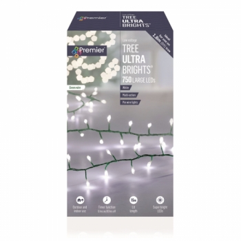 Premier Tree Microbrights 750 LEDs with Timer - White (Silver Wire)