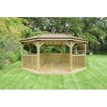 Forest Garden 5.1m Premium Oval Wooden Gazebo with Timber Roof (Installation Included)