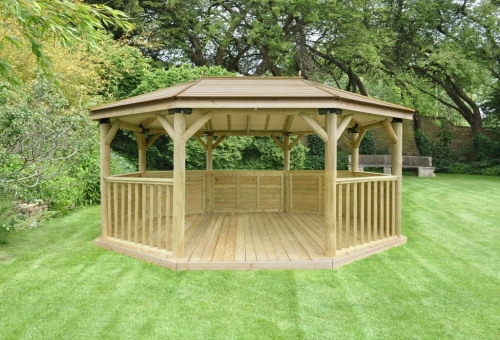 Forest Garden 5.1m Premium Oval Wooden Gazebo with Timber Roof (Installation Included)