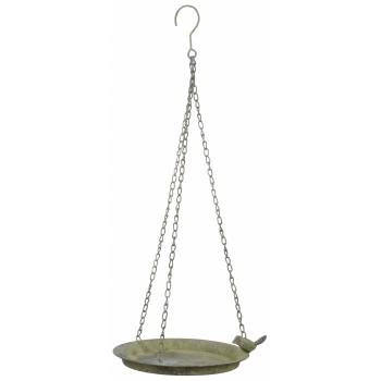 Fallen Fruits Aged Metal Green Hanging Bird Bath (1 Bird)