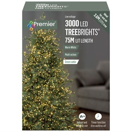 Premier 3000 Multi Action LED Treebrights With Timer (Warm White)