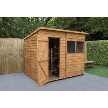 Forest Garden 8x6 Overlap Dip Treated Pent Wooden Garden Shed (Installation Included)