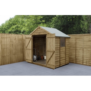 Forest Garden 7x5 Overlap Pressure Treated Apex Wooden Garden Shed with Double Door (Installation Included)