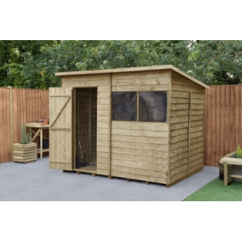 Forest Garden 8x6 Overlap Pressure Treated Pent Wooden Garden Shed (Installation Included)