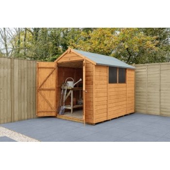 Forest Garden 8x6 Shiplap Dip Treated Apex Wooden Garden Shed with Double Door (Installation Included)