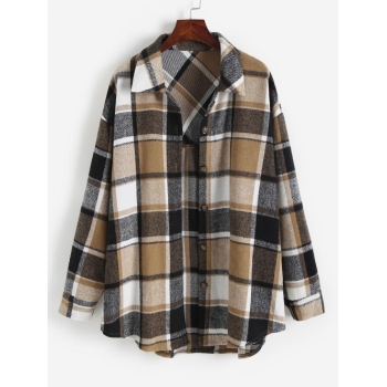 Boyish Checked Wool Blend Coat S Coffee