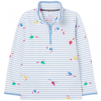 Joules Girls Fairdale Quarter Zip Printed Casual Sweatshirt 9 Years- Chest 27.2', (69cm)