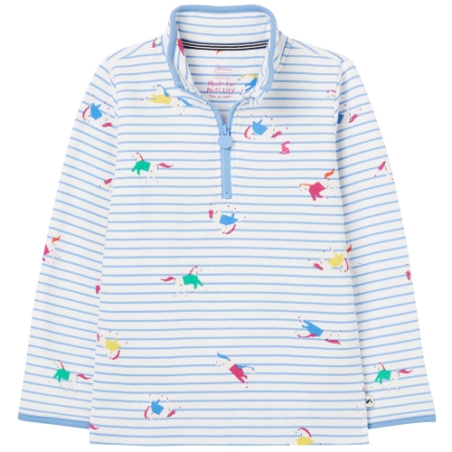 Joules Girls Fairdale Quarter Zip Printed Casual Sweatshirt 9 Years- Chest 27.2', (69cm)