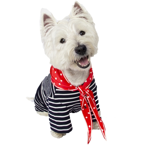 Joules Dog Harbour Top/Neckerchief Stylish Gift Set Medium- Length 42cm Chest 42-60cm