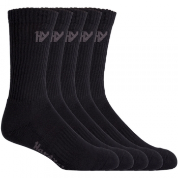 Hard Yakka Mens Crew Five Pack Breathable Work Socks One Size