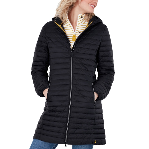 Joules Womens Snug Long Packable Showerproof Hooded Coat UK 10- Bust 35', (89cm)