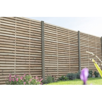 Forest Garden Pressure Treated Contemporary Double Slatted Fence Panel 1.8m x 1.8m