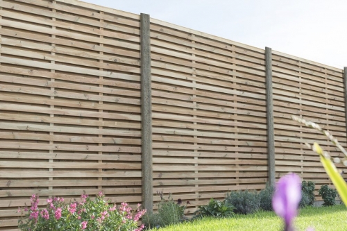 Forest Garden Pressure Treated Contemporary Double Slatted Fence Panel 1.8m x 1.8m