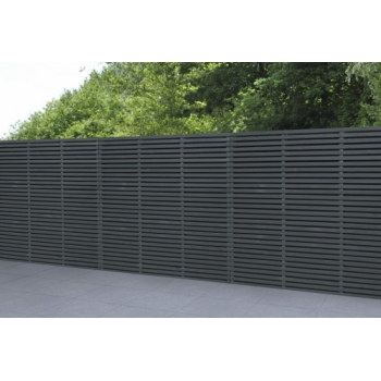 Forest Garden Contemporary Double Slatted Fence Panel - Anthracite Grey 1.8m x 1.8m