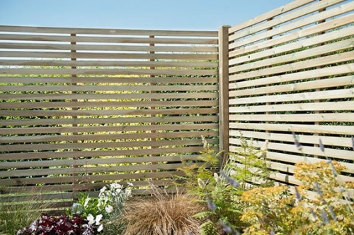 Forest Garden Pressure Treated Contemporary Slatted Fence Panel 1.8m x 1.8m