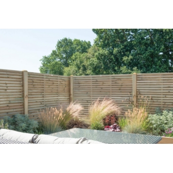 Forest Garden Pressure Treated Contemporary Double Slatted Fence Panel 1.8m x 1.5m