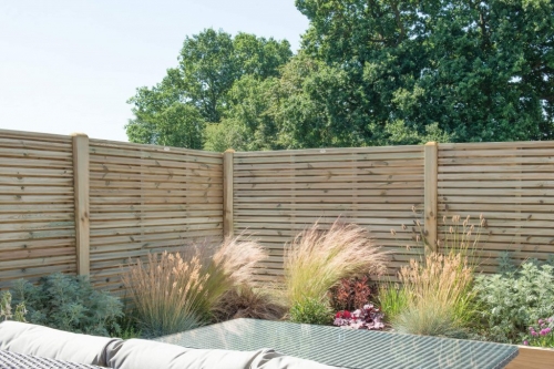 Forest Garden Pressure Treated Contemporary Double Slatted Fence Panel 1.8m x 1.5m