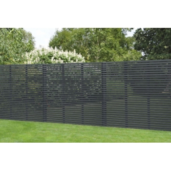 Forest Garden Contemporary Slatted Fence Panel - Anthracite Grey 1.8m x 1.81m