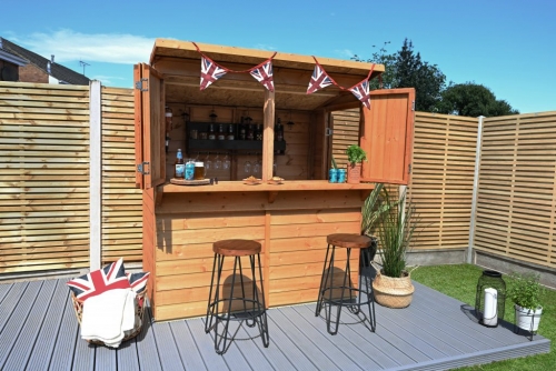 Forest Garden 6x3 Garden Bar Pent Overlap Dipped Wooden (Installed)