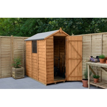 Forest Garden 6x4 Apex Overlap Dipped Wooden Garden Shed (Installation Included)