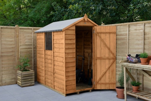 Forest Garden 6x4 Apex Overlap Dipped Wooden Garden Shed