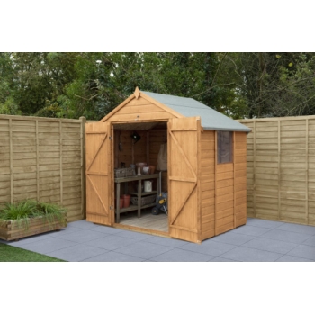 Forest Garden 7x5 Apex Shiplap Dipped Wooden Garden Shed with Double Door (Installation Included)