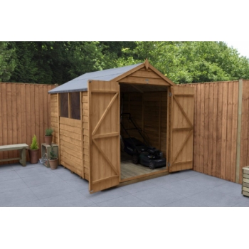 Forest Garden 8x6 Apex Overlap Dipped Wooden Garden Shed With Double Door (Installation Included)