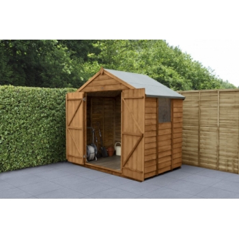 Forest Garden 7x5 Apex Overlap Dipped Wooden Garden Shed With Double Door (Installation Included)